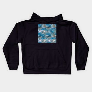 Fluid painting with blue cells Kids Hoodie